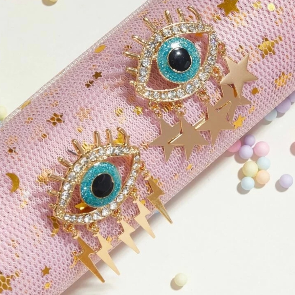 👁Rhinestone Engraved Eye Decor Light Earrings